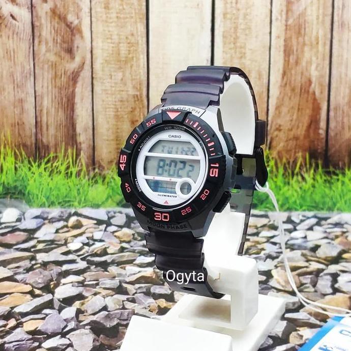 Casio Digital Jam Tangan Wanita Strap Karet Abu LWS-1100H-8A Original