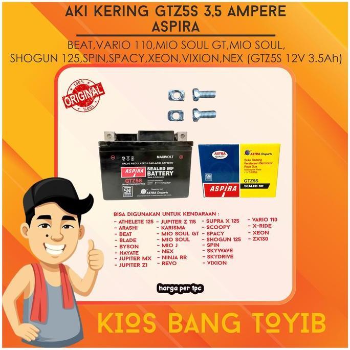 Promo Aki Motor Kering Aspira ORI Supra Mio Beat Scoopy  Satria FU 150 Vario 125 Vario 150 PCX Disko