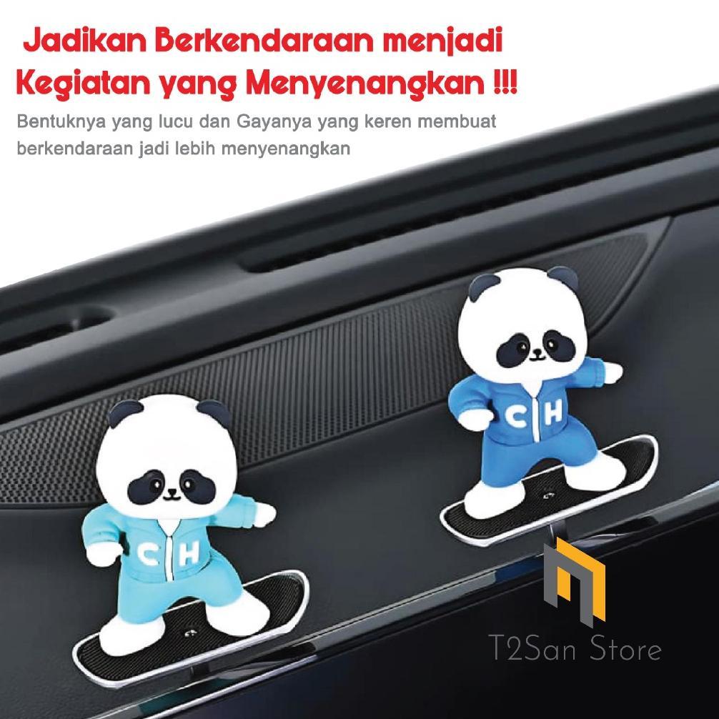 (COD) Pajangan Dashboard Mobil Motif Panda Skateboard
