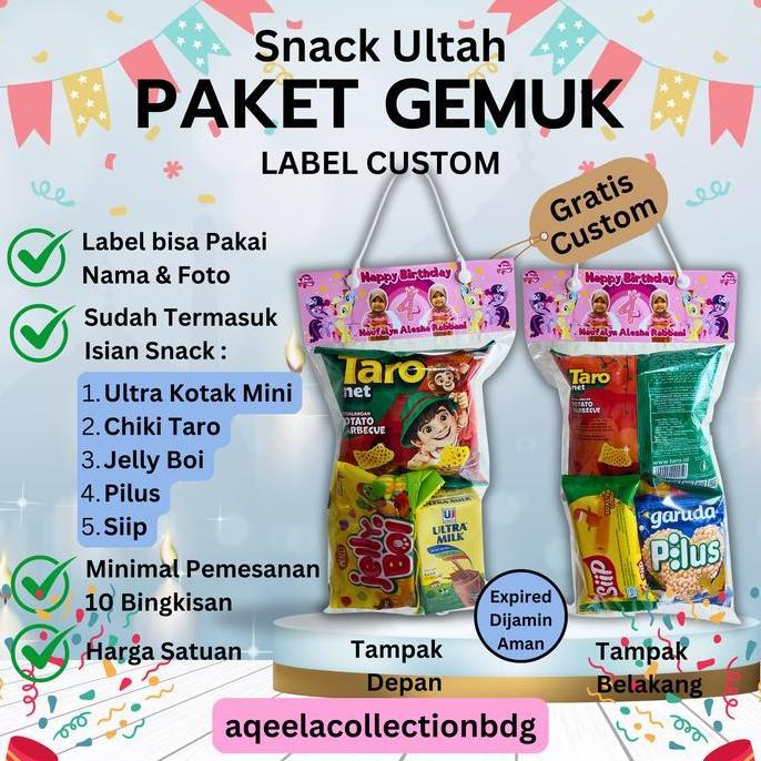 Termurah Snack Ultah Anak Paket Gemuk - Label Custom