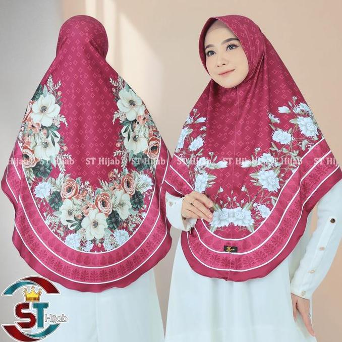 ST Hijab Bergo Motif Kanaya Instan JUMBO Syar'i Jersey Premium