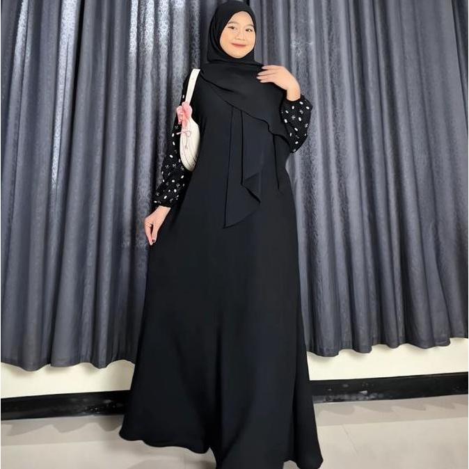 AZALEA SET HIJAB Syar'i Pasmina Oval Gamis Syar'i Wanita Motif Simpel Elegan Bahan Cey Crinkle
