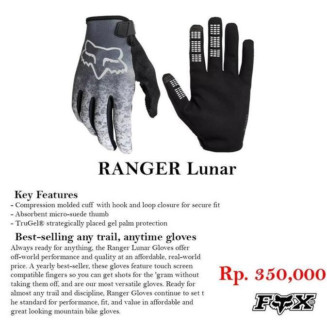 Glove Fox Ranger Lunar Grey Gloves - Sarung tangan sepeda full finger original