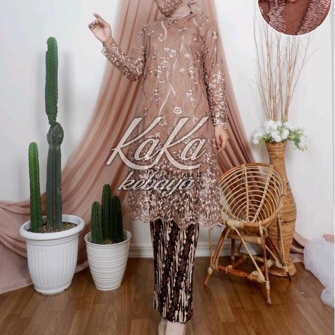 Tunik brokat tile premium terbaru/model seragam pesta/kebaya best seller Kondangan Muslim Wanita Ata