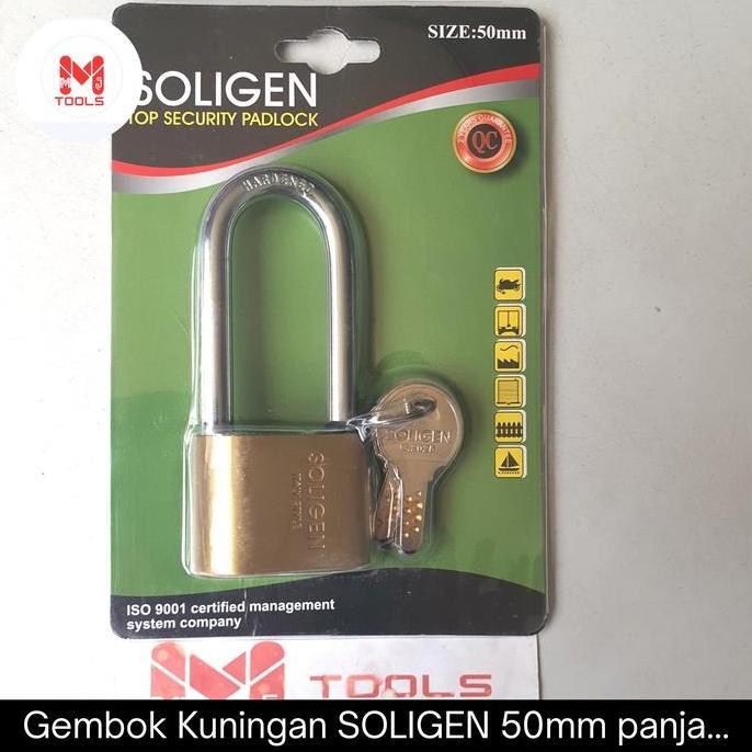 Gembok Kuningan SOLIGEN 50mm Panjang Per - SOLIGEN Brass Padlock - SOLIGEN Gembok Kuningan - Gembok 