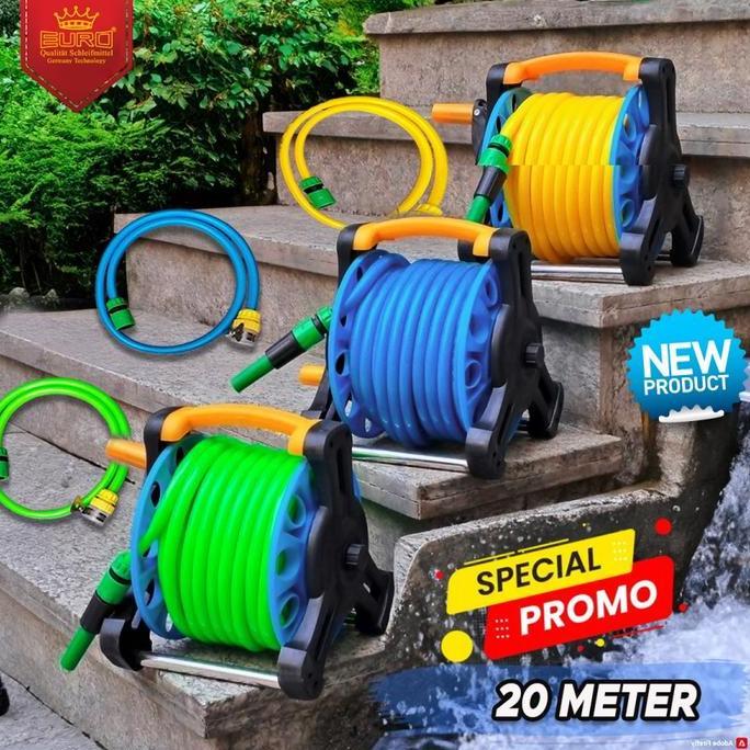 Hose reel set selang air 20 meter ukuran selang 1/2"