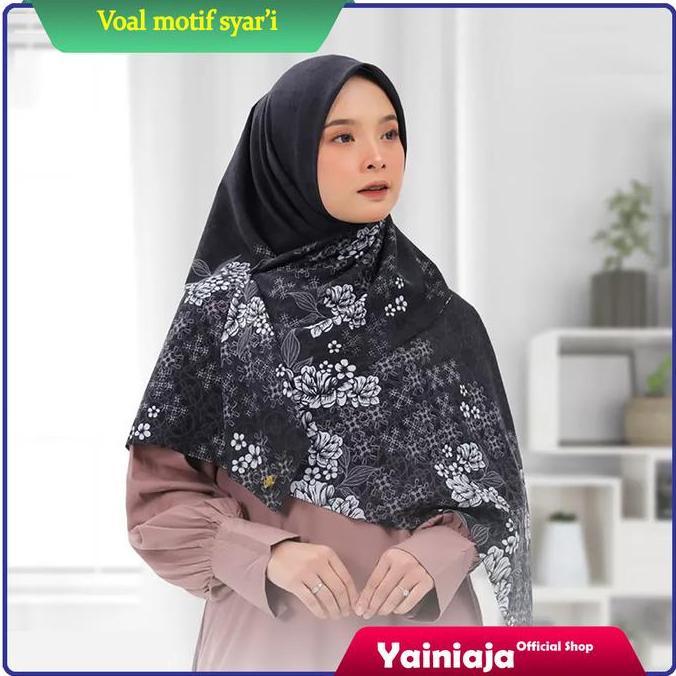 Jilbab Segi Empat Syari / Jilbab Segi Empat Motif Premium Cantik Hitam