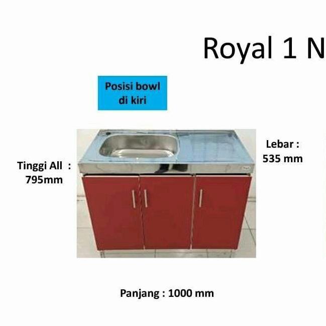 TERLARIS ROYAL KITCHEN 1N SET LEMARI DAPUR STAINLESS SINK 3 PINTUBAWAH WASTAFEL