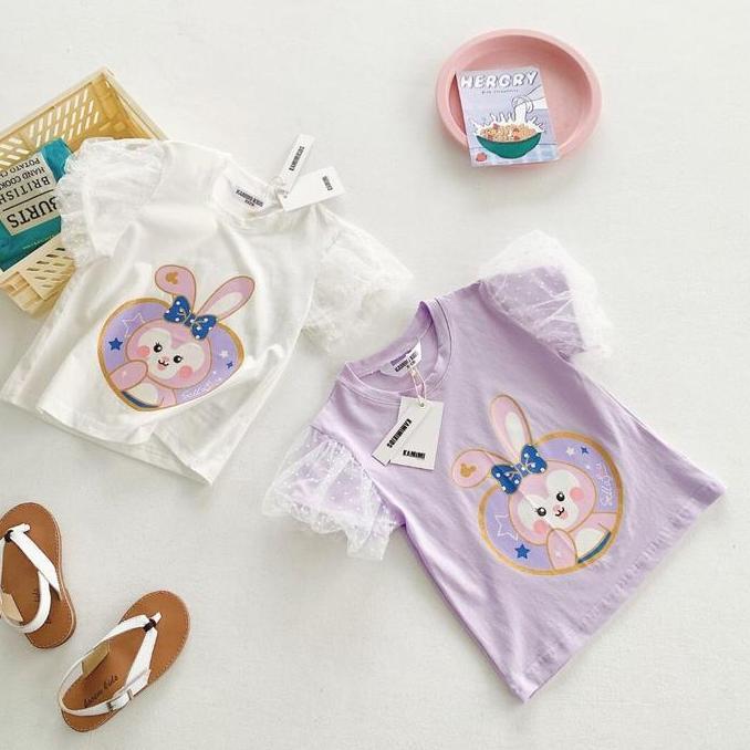 BAJU KAOS ATASAN ANAK PEREMPUAN KELINCI LENGAN BALON TUTU KATUN IMPORT