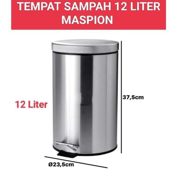 TEMPAT SAMPAH INJAK STAINLESS 12 LITER  MASPION/TONG SAMPAH INJAK