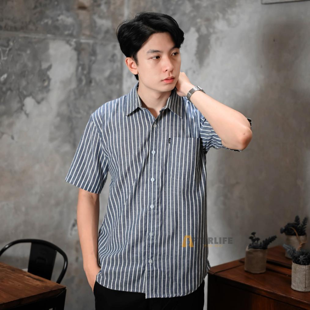 FAVORIT Afterlife - Kemeja Pria Salur Oxford Cotton M-XXL