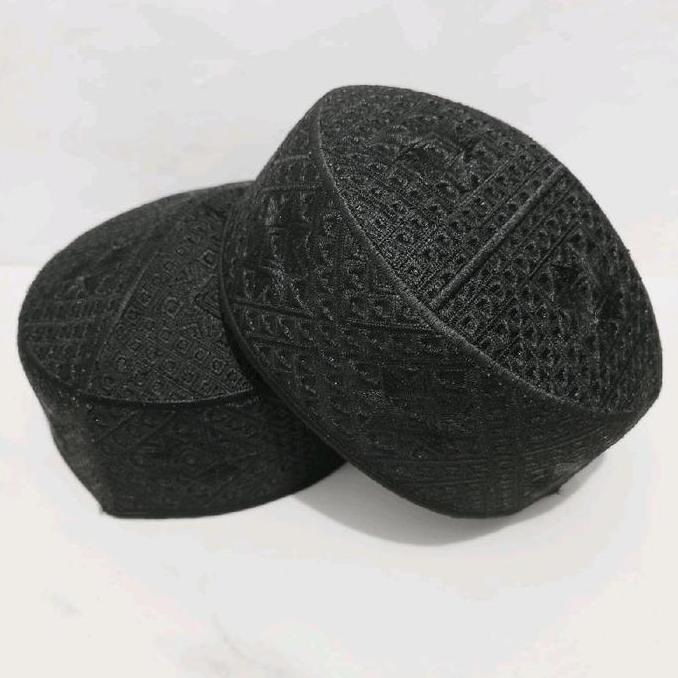 peci hitam bordir kopiah pakistan hitam full bordir Songkok