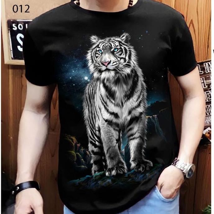New BERTON T-SHIRT KAOS DISTRO PRIA MOTIF HARIMAU PUTIH