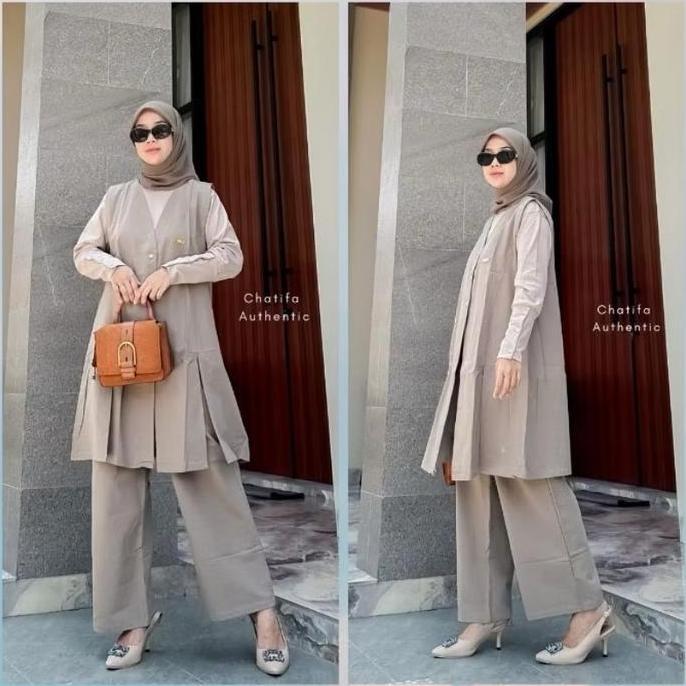 SETELAN CELANA TUNIK CHATIFA TERBARU setelan chatifa terbaru setelan celana  Wanita Nyaman Muslim De