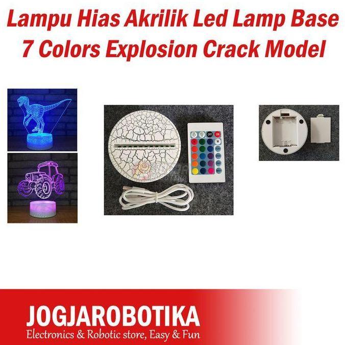NARBU Lampu Tidur Hias Akrilik Led Lamp Base 7 Colors Explosion Crack Model Tatakan Lampu LED Akrili