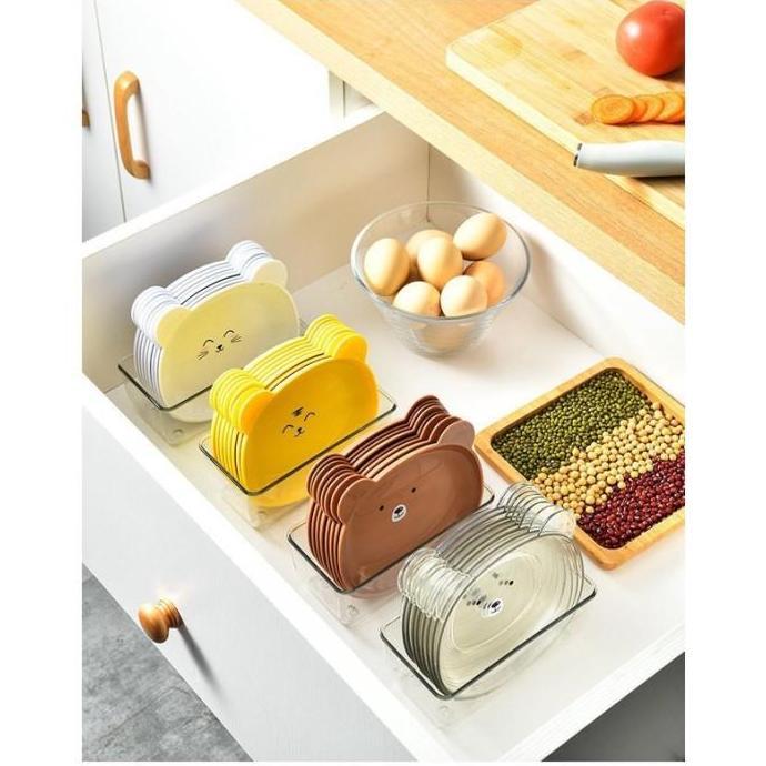 XARIELTA Piring Snack Motif Beruang Tempat Makan Anak Lucu Bear Plastik PRG09