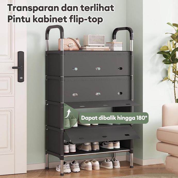 KOLBUNE Rak Sepatu Susun Tertutup Rak Sepatu Anti Debu Rak Sepatu Portable Rak Sepatu Tertutup Anti 