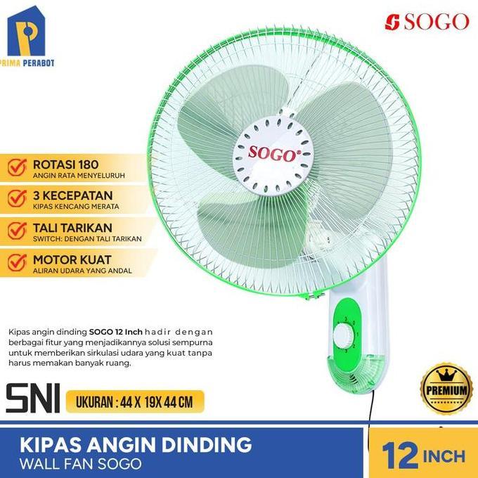 TERLARIS KIPAS ANGIN DINDING 12 INCH WALL FAN SOGO PUTIH