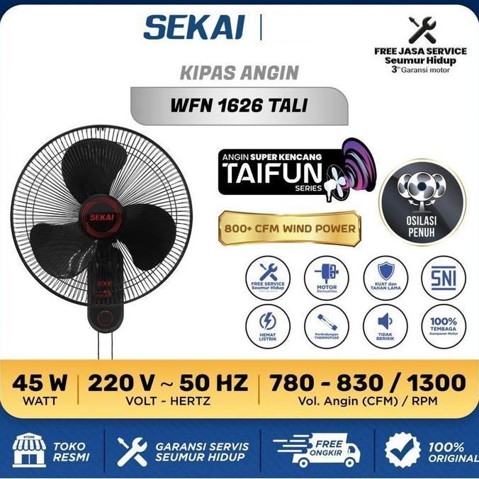 TERLARIS SEKAI KIPAS ANGIN WALL FAN WFN-1626 TAIFUN KIPAS ANGIN DINDING WFN 1626 WFN1626