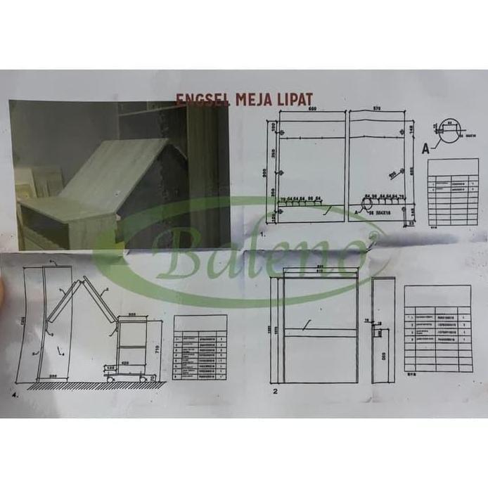 Engsel Meja Lipat Atas + Roda Baleno / Fold Lemari Meja Lipat Tarik Dorong