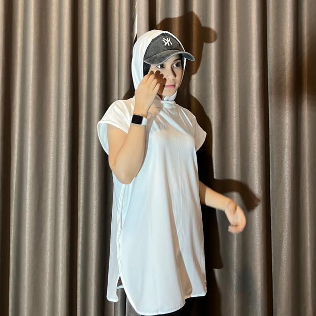 HOT PRODUCT HIJAB ROMPI SPORTY Hoodie Syar'i /Jilbab Senam / Baju Atasan Olahraga Wanita, Senam Zumb