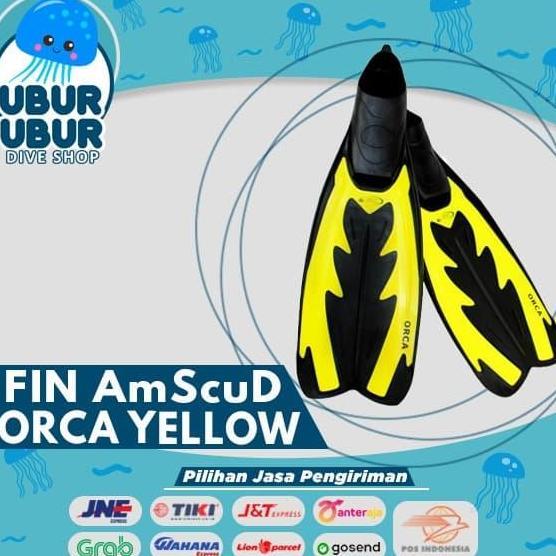 Fin AmScuD Full Foot ORCA YELLOW - Kaki Katak Selam/Diving/Snorkling