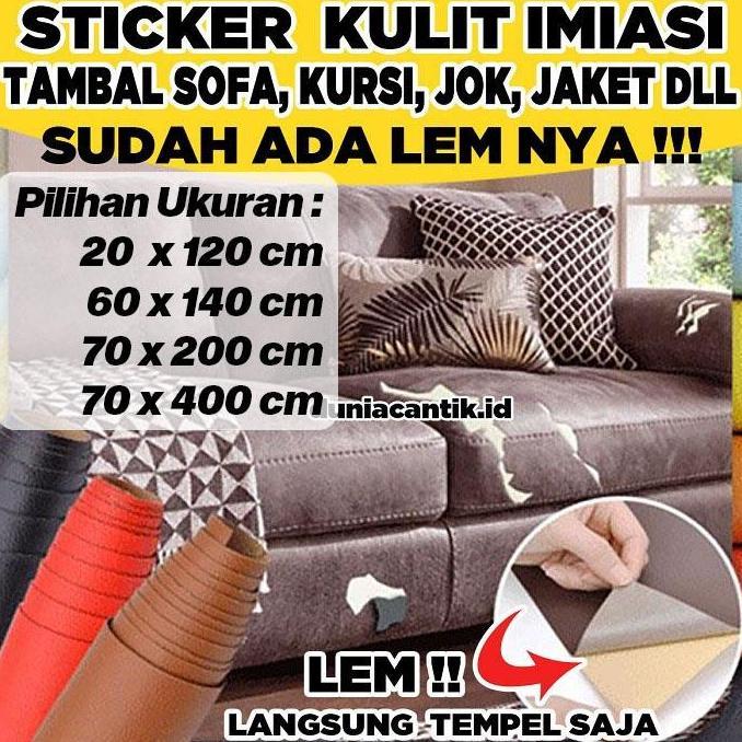 Stiker Sticker Kulit Tambal Jok Mobil Sofa Motor Berperekat Lem