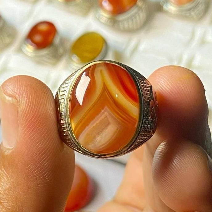 Cincin Akik Sulaiman Ring dengan Batu asli Kualitas Premium untuk Pria dan Wanita