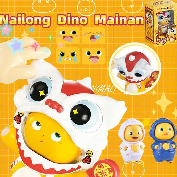 Nailong Barongsai Dino Kuning Mainan / Nailong Mainan Dekompresi Ganti Wajah / Kuning Keychain Anti 