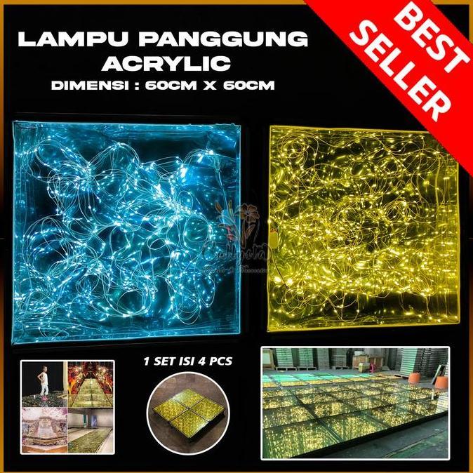 aisyahbilee - lampu panggung kaca 1 set isi 4 pcs akrilik | stage lighting led starlit wedding floor