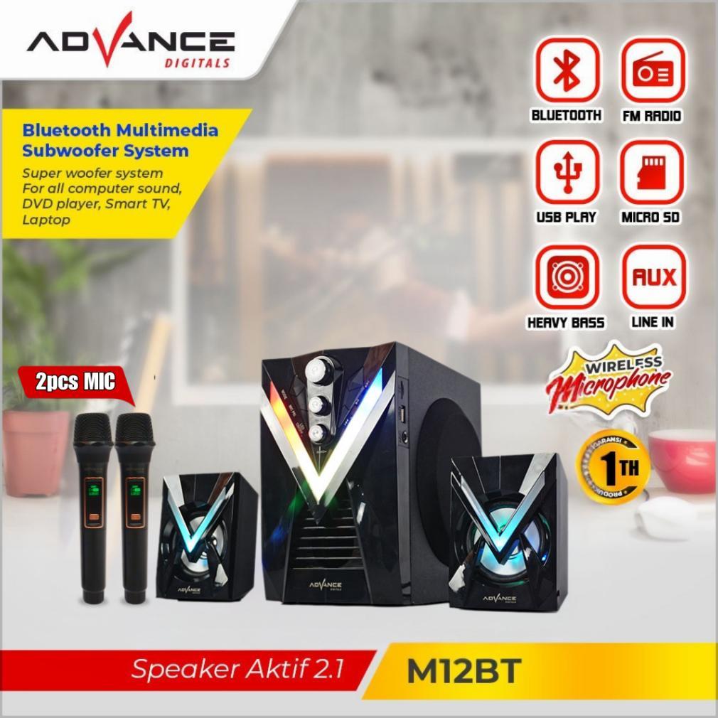 2Mic Advance Speaker Bluetooth Bass Speaker Portable Speaker Aktif Subwoofer 12BT
