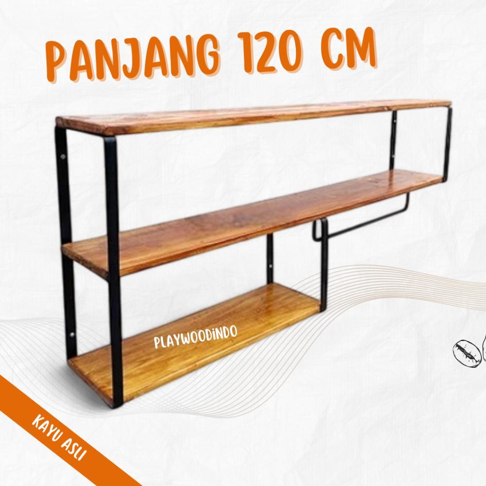 Produk Baru Playwood Rak Dinding Keli Kitchen Set | Rak Penyimpanan Serbaguna Dapur Ambalan Kayu Bes