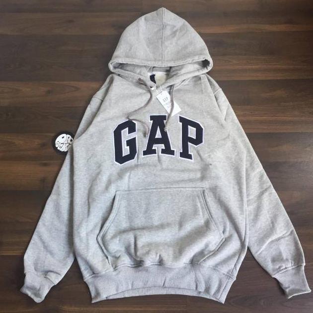 GARANSI GAP Hoodie Sweater - Jaket GAP Abu Teks Bordir Bahan Tebal Premium Ukuran M sampai XXL
