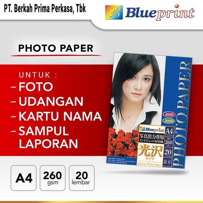 Kertas Foto Glossy , Glossy Photo Paper BLUEPRINT A4 260 gsm