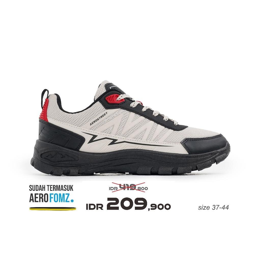 PROMO Aerostreet Trex Outdoor Shoes Unisex Hitam/Krem/Merah sepatu Boots Pria Wanita Sporty Aktivita