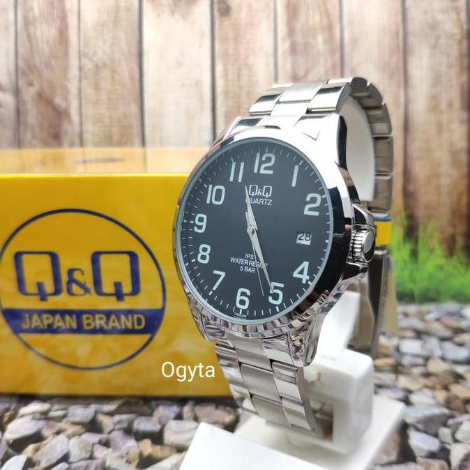 Q&Q QQ Jam Tangan Pria Rantai Silver Biru CA08J205Y Original