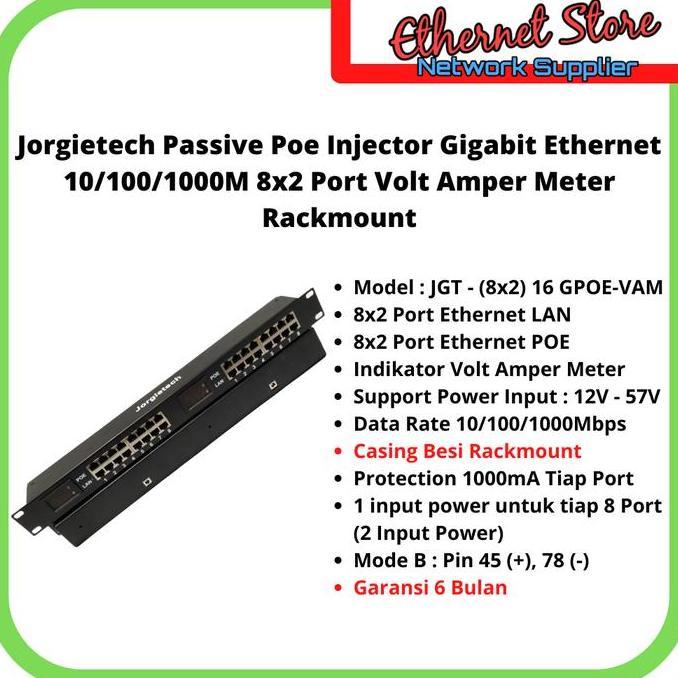 Etherstore Jorgietech Poe Injector Gigabit 12 / 16 / 24 Port Rackmount