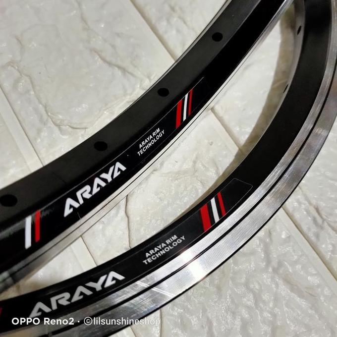 Rims Velg 16 Plus 16x1 3/8 ARAYA BT550 Lubang 28H ETRTO 349 Double Wall Brake Line Black CNC Sepeda 