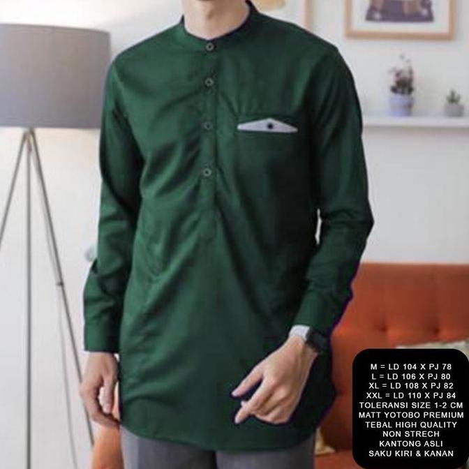New Kemeja Koko Pria Lengan Panjang Polos Toyobo Premium Tebal Koko Kurta M L XL XXL Atasan Baju Leb