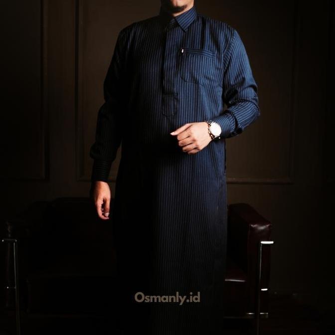 New (THOBE EMIR ) - Osmanly Jubah Navy Premium Limited Edition Sultan Semi SlimFit Lengan Panjang Ga