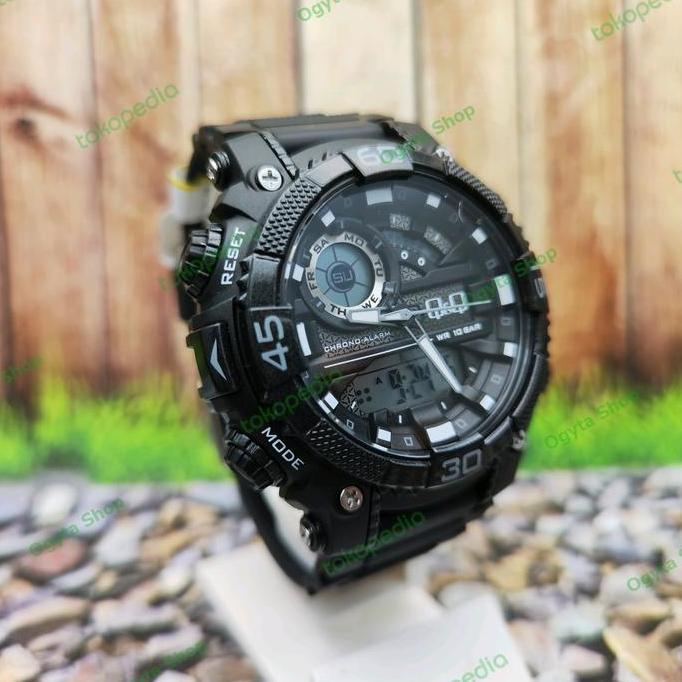 Q&Q QQ Analog Digital Jam Tangan Pria Hitam GW87J001Y Original