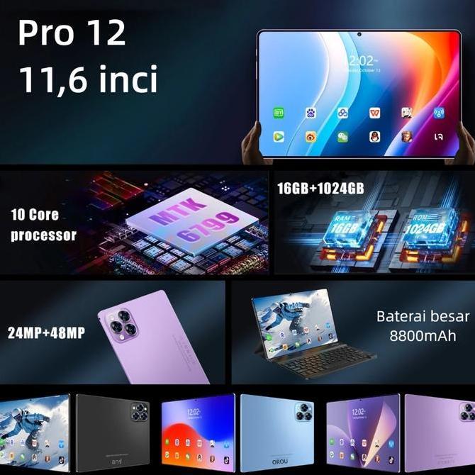 Bisa COD Hancdon Tab Pro12 Tablet PC Baru Android 15 murah 11.6inch 16GB+1TB Wifi 4G/5G Dual SIM sma