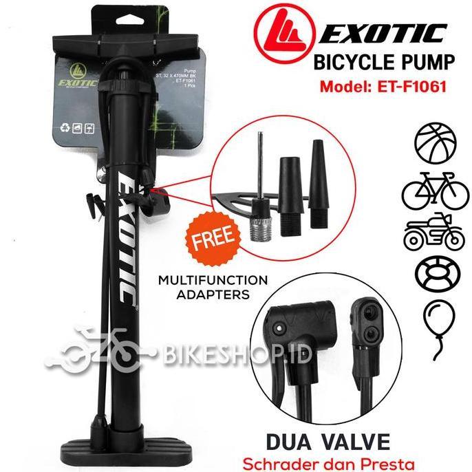 Pompa Angin Ban Sepeda dan Motor Kompa Exotic Manual Dual Pentil Steel PVC Bicycle Pump Bola Balon |