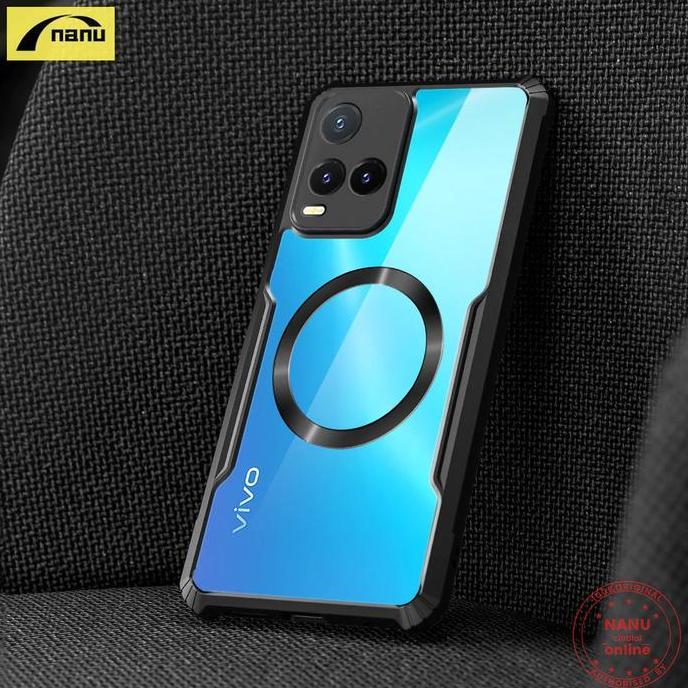 Case   untuk Vivo Y21 Y21S Y21T Y33S MAGSAFE Magnetic Beatle Bumper Transparan Clear Armor Hardcase