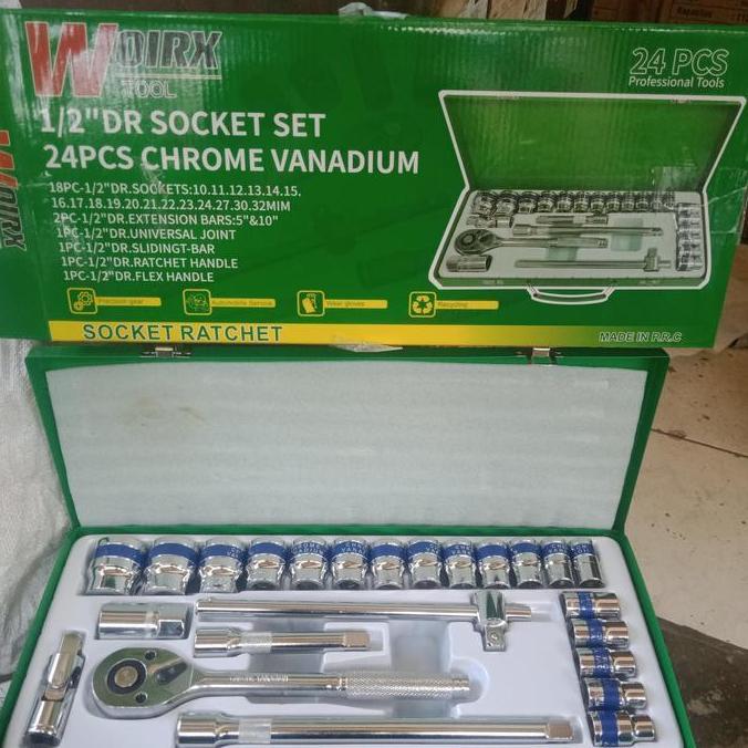 HATSUD KUNCI SOK WOIRX 24 PCS SOK SET 10 - 32 MM CRV 1/2" DR Socket Set 24PCS