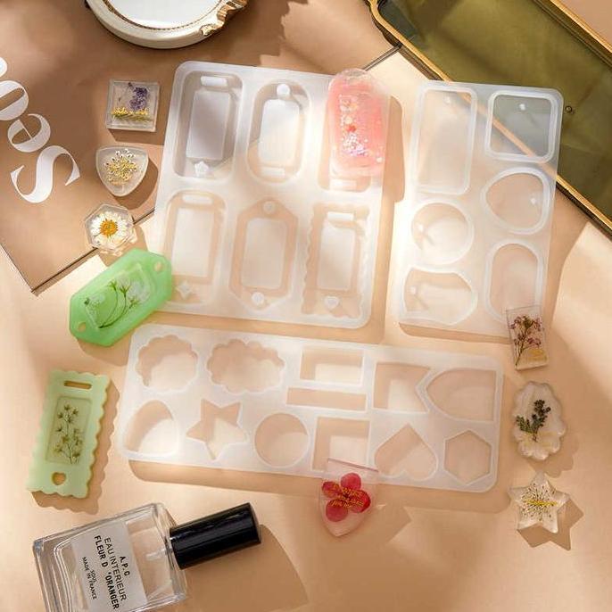 LEONAB Cetakan Silikon Liontin Cetakan Resin Kalung Cetakan Resin Anting Cetakan Resin Epoxy Cetakan