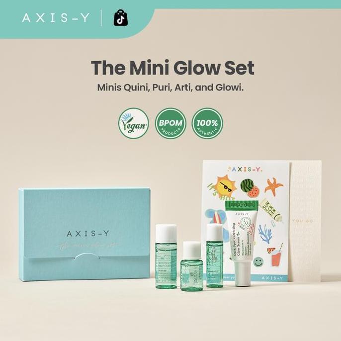 AXIS-Y - The Mini Glow Set Membersihkan Wajah Memudarkan Bekas Jerawat Melembutkan Paket Perawatan