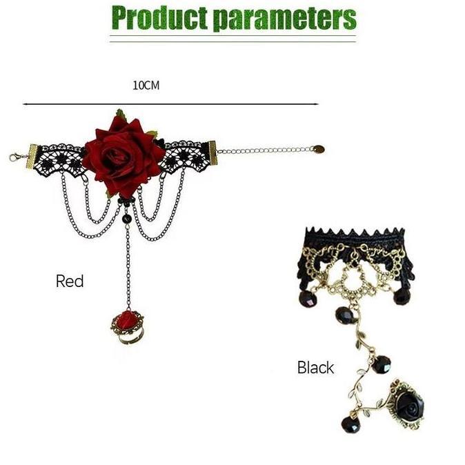 WALMERA Gelang Cincin Sambung Gothic Lolita Vintage Cosplay Halloween Gelang Rantai Cincin Model / G