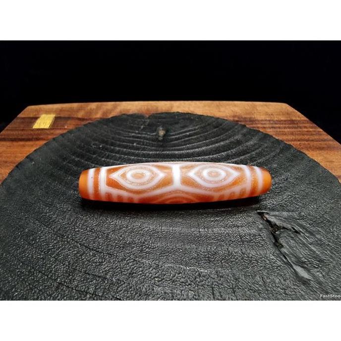 Batu Akik Dzi Orange Drag Eye 6 Mata Bles Tibet Instict Stone 60mm E2237