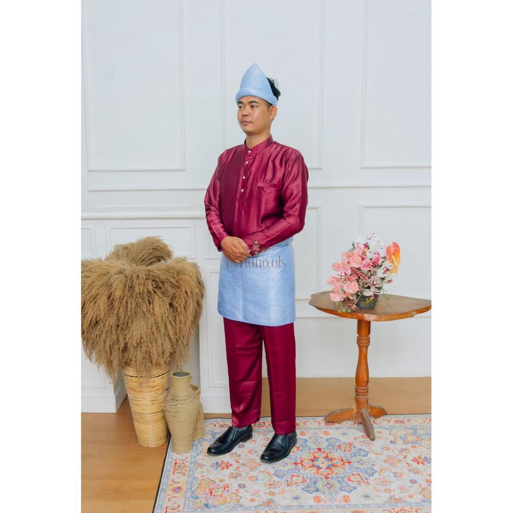 Terbaru Oneset Baju Melayu Pria Teluk Belange Cekek Musang Pakaian Muslim Koko Cowok Adat Melayu Dew